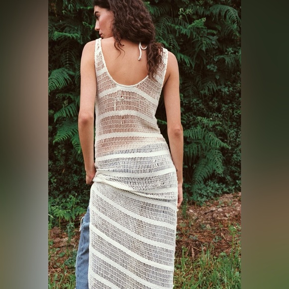 ZARA ~ Mesh Open Knit Dress with Seashells / coverup - Picture 12 of 16